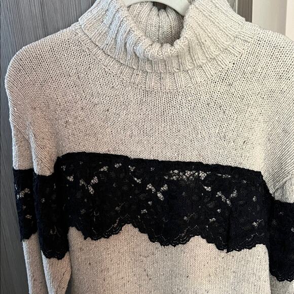 $598 MARISSA WEBB Weston turtleneck sweater alpaca & lace longer length S - Picture 12 of 16